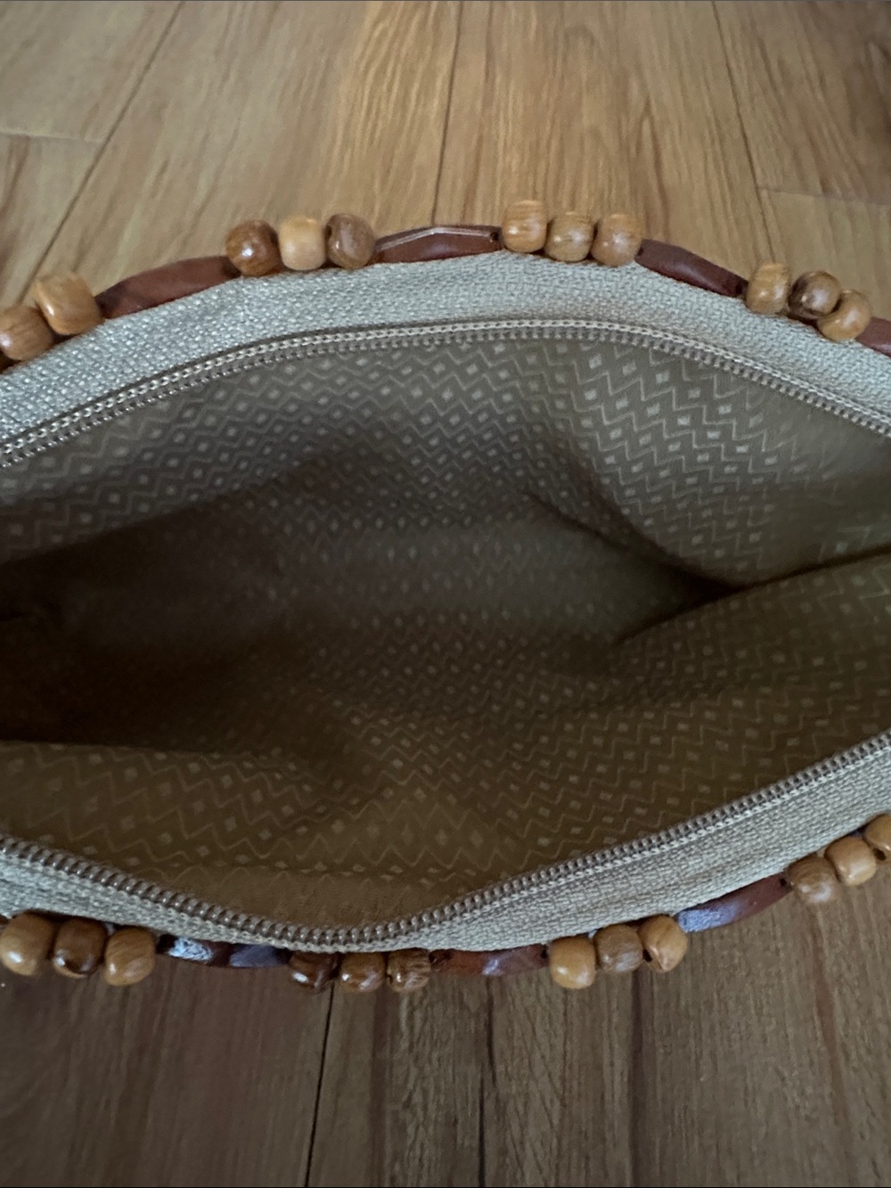 Woven Wooden Bead Shoulder Bag in Brown - Picture 4 of 5